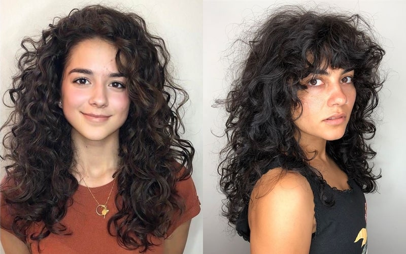 cortes de cabelo ondulado com franja