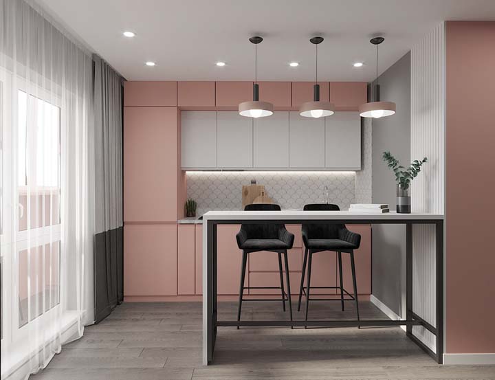 erros comuns ao decorar cozinha cinza e rosa