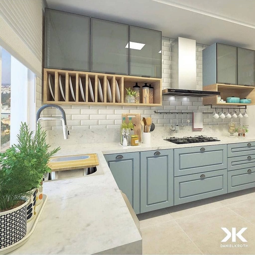 armário de cozinha retrô com pés palito