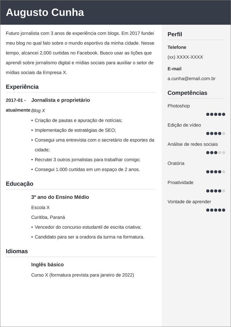 o que colocar no currículo de jovem aprendiz