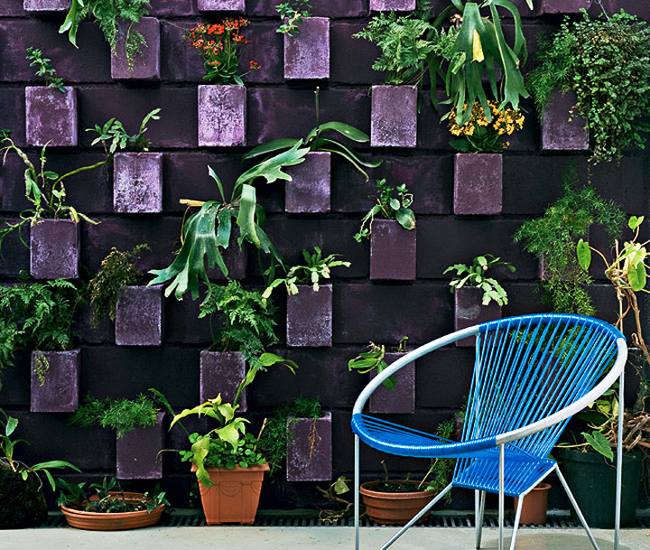 ideias de decoração com blocos de concreto para jardim