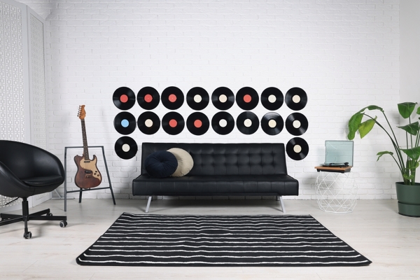 decoracao com discos de vinil