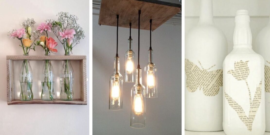 ideias criativas para decorar garrafas de vidro