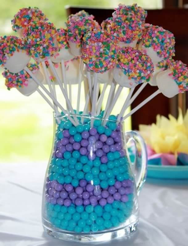 decoração com marshmallow no palito