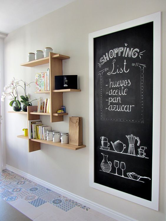 ideias de decoração parede lousa para sala