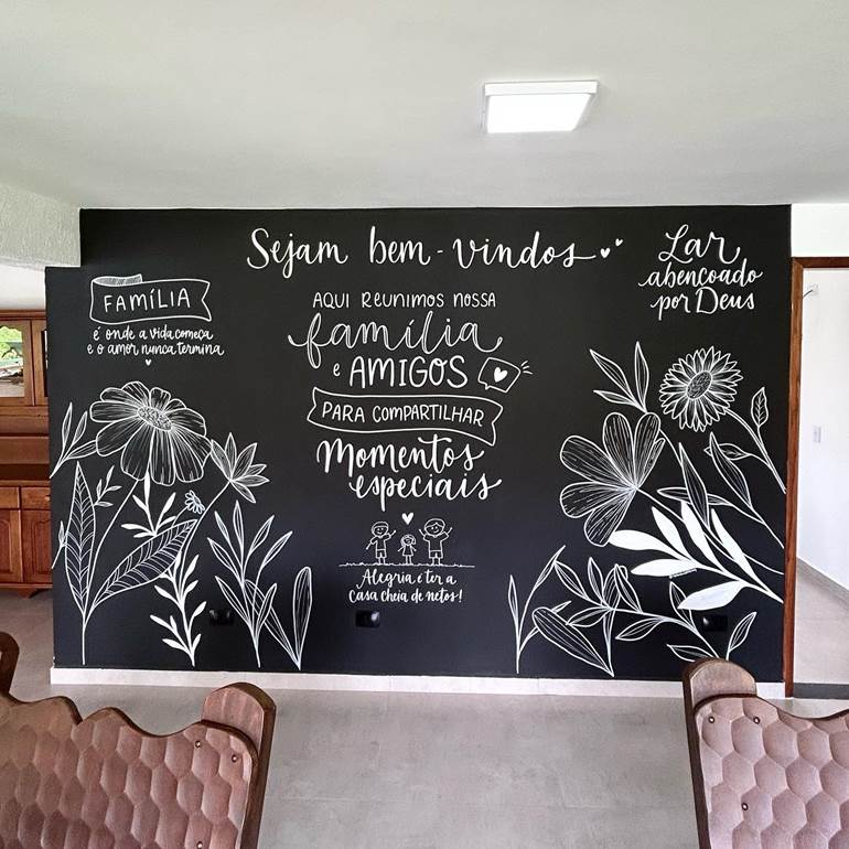 decoracao com parede de lousa