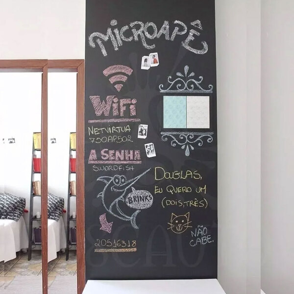 ideias de decoração parede lousa para sala