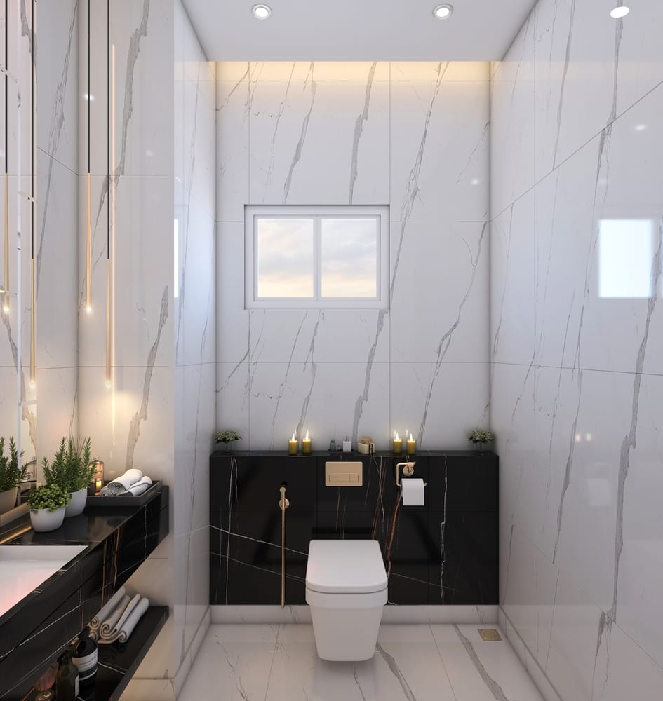 melhores plantas para banheiro preto e branco