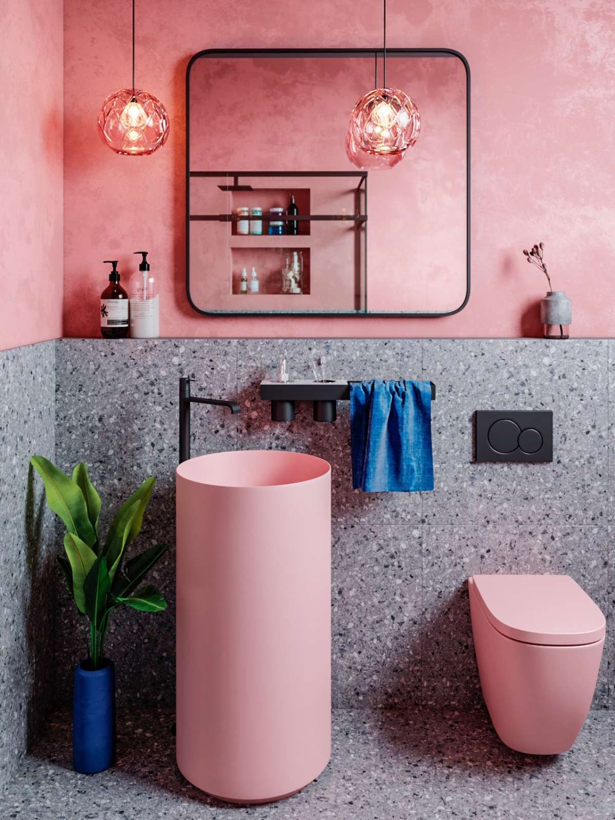 decoração de banheiro rosa