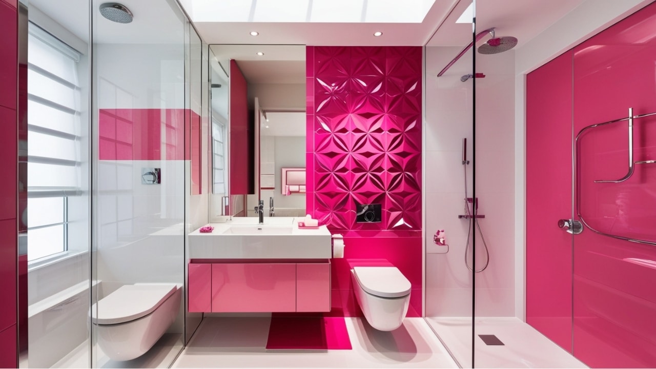 ideias de decoração banheiro rosa pequeno