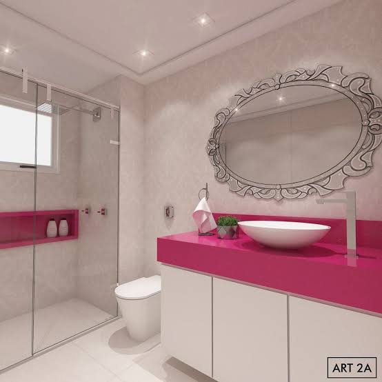 banheiro rosa claro vs banheiro rosa choque