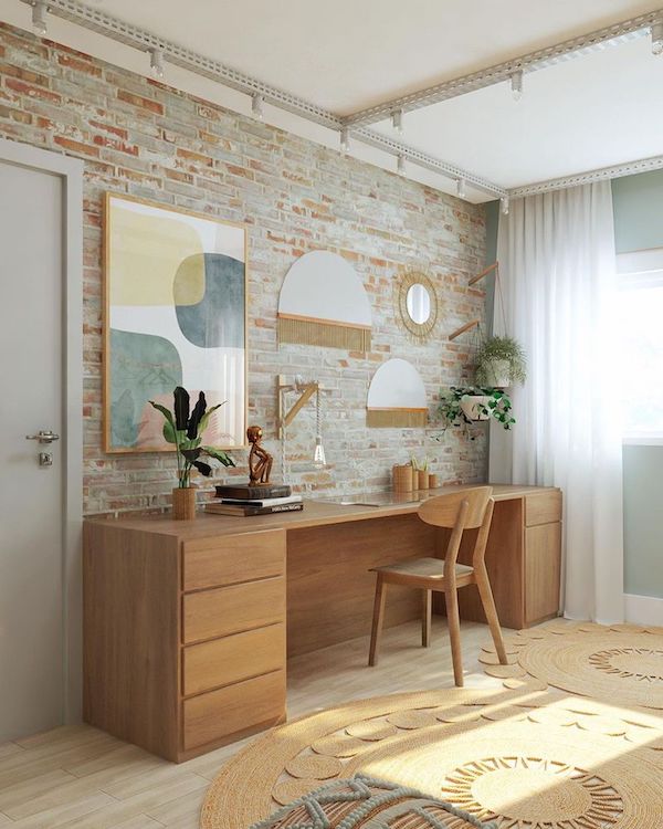 erros comuns decoração escritório tijolinho branco