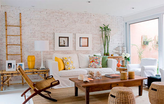 decoracao de escritorio com tijolinho branco