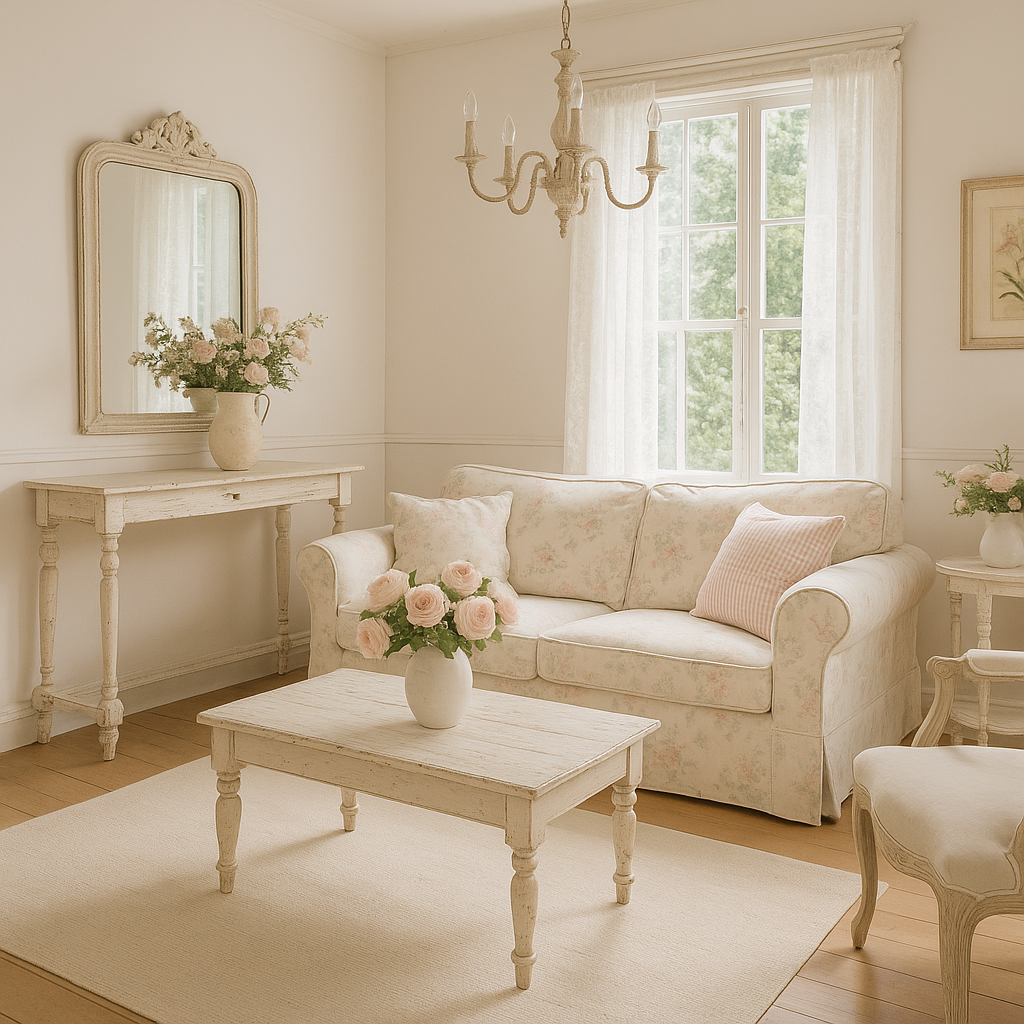 ideias de decoração sala shabby chic simples