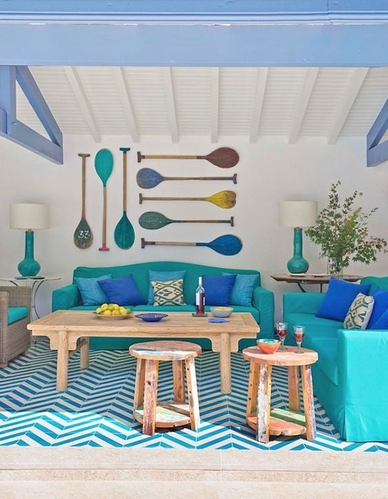 decoracao de sala com tematica de praia chique