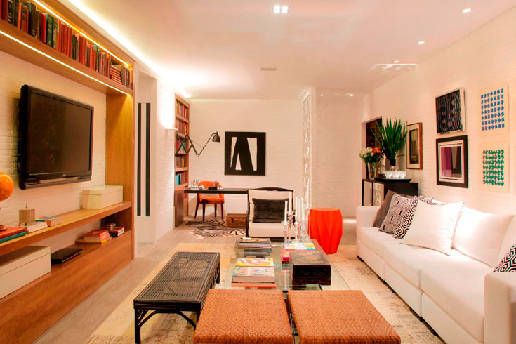 decoração de sala retangular