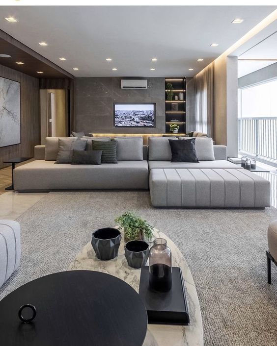 decoração de sala retangular