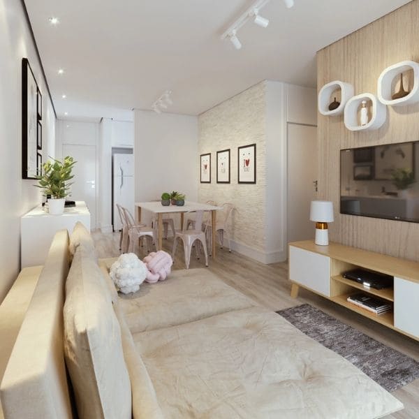 decoração de sala retangular