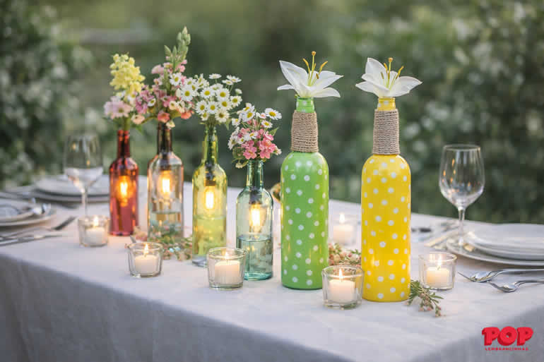 garrafa de vidro decorada com barbante vs juta qual escolher