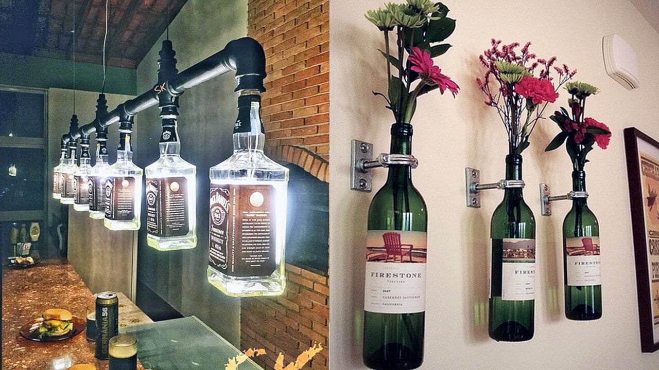 garrafa de vinho vs garrafa de cerveja para decorar