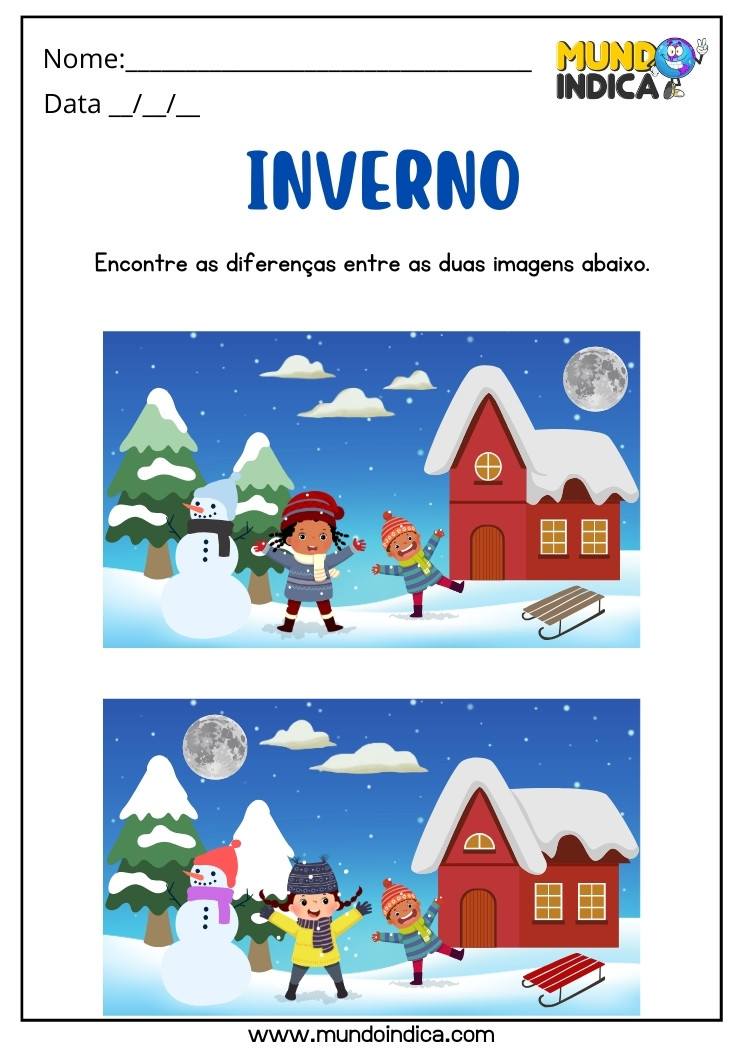 Atividades Criativas: Desenhos de Inverno para Crianças Imprimirem e Colorirem