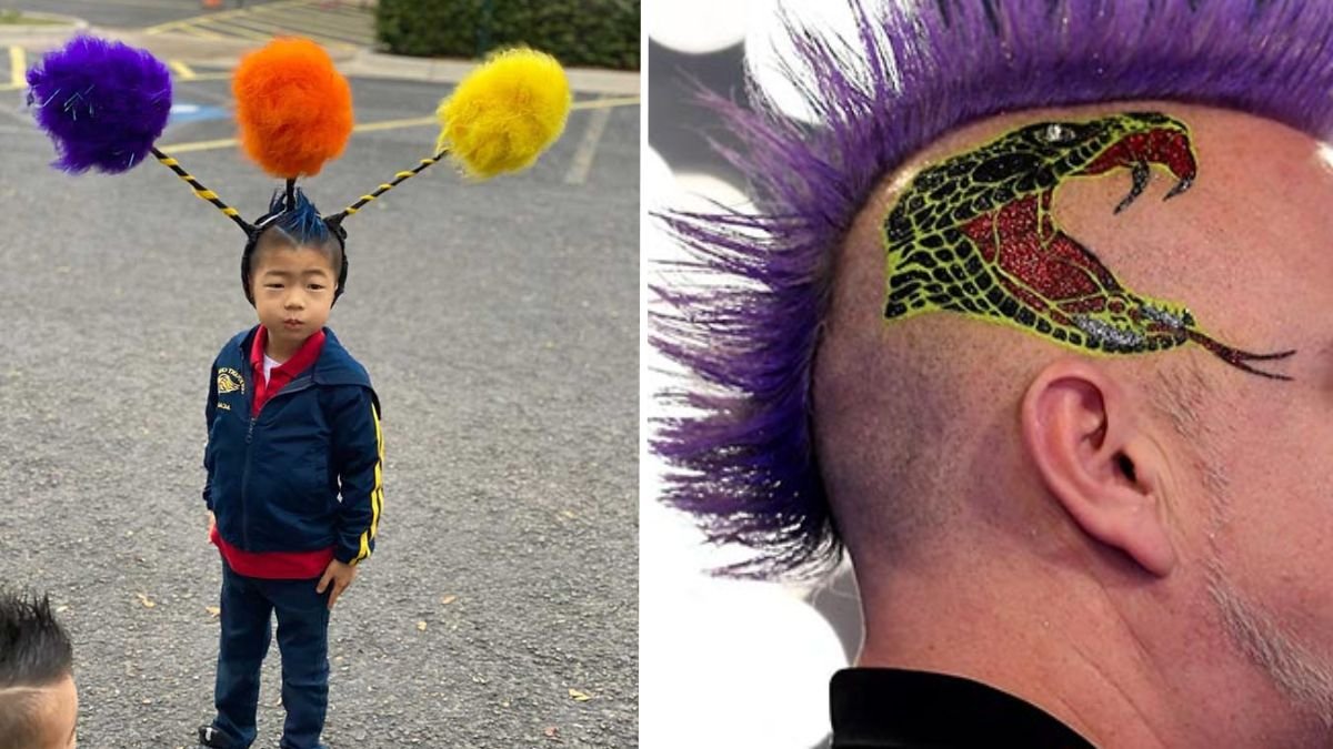 moicano disfarçado com desenho ou moicano em v