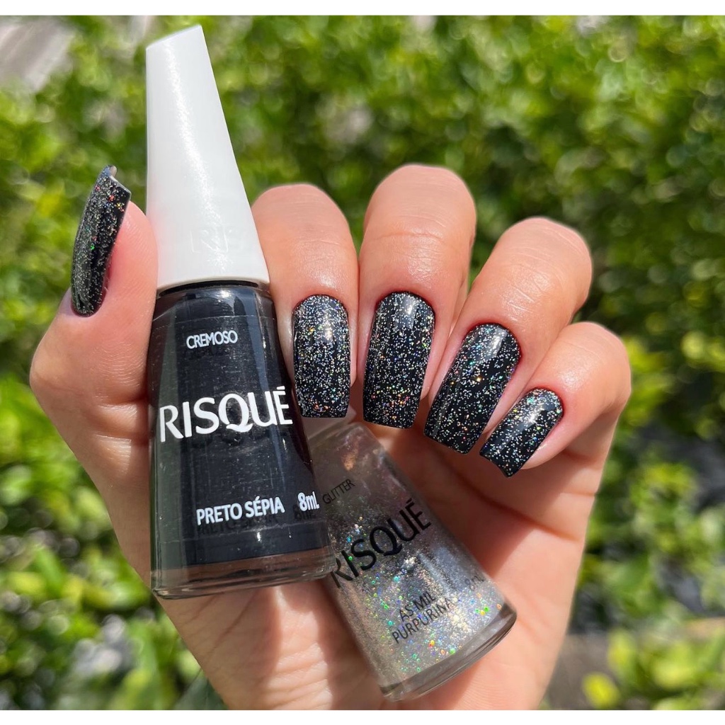 Esmalte preto cremoso cobertura intensa