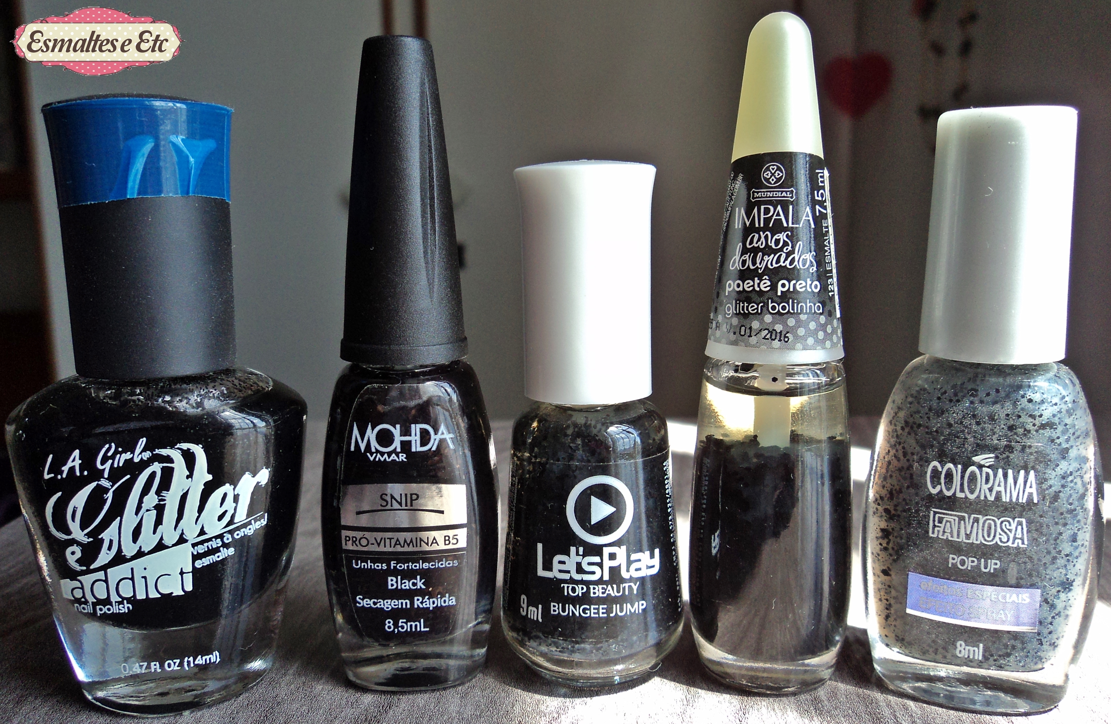 esmalte preto com glitter