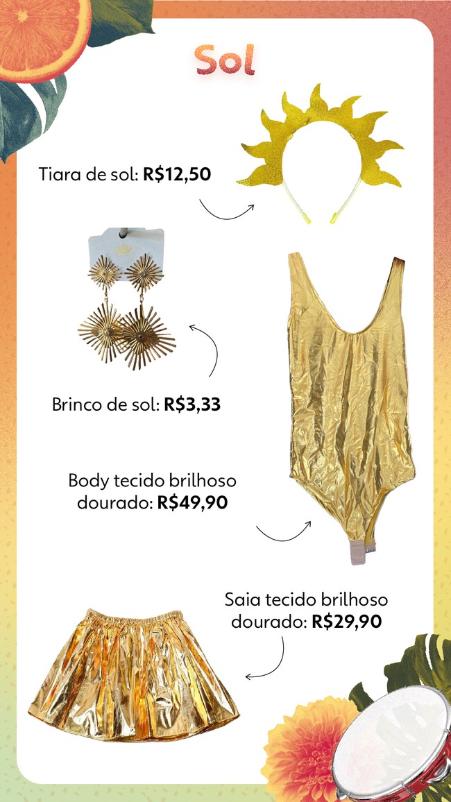 quanto custa uma fantasia de sol pronta