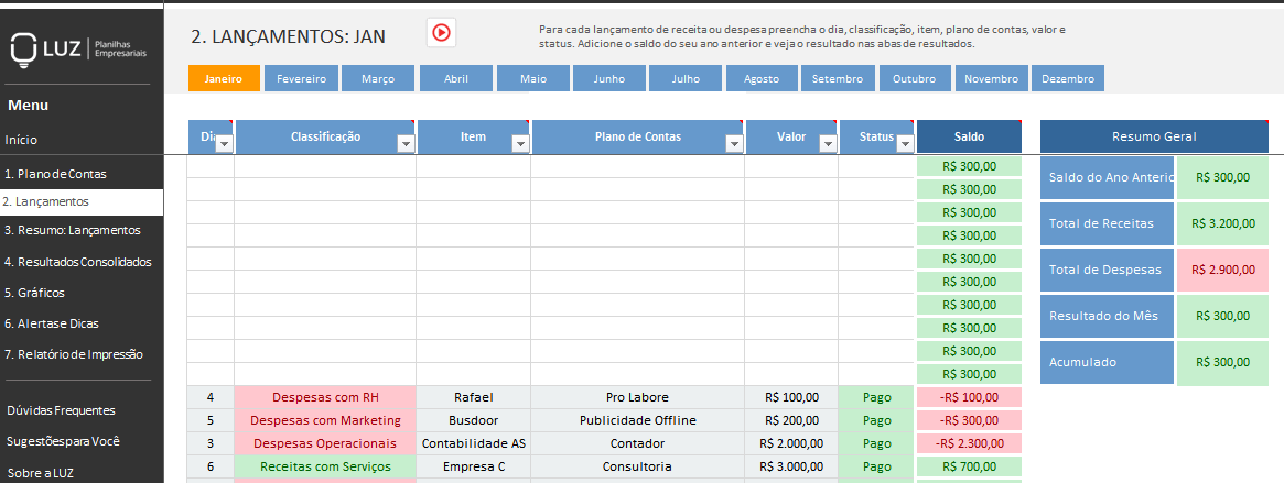 fluxo de caixa contabil