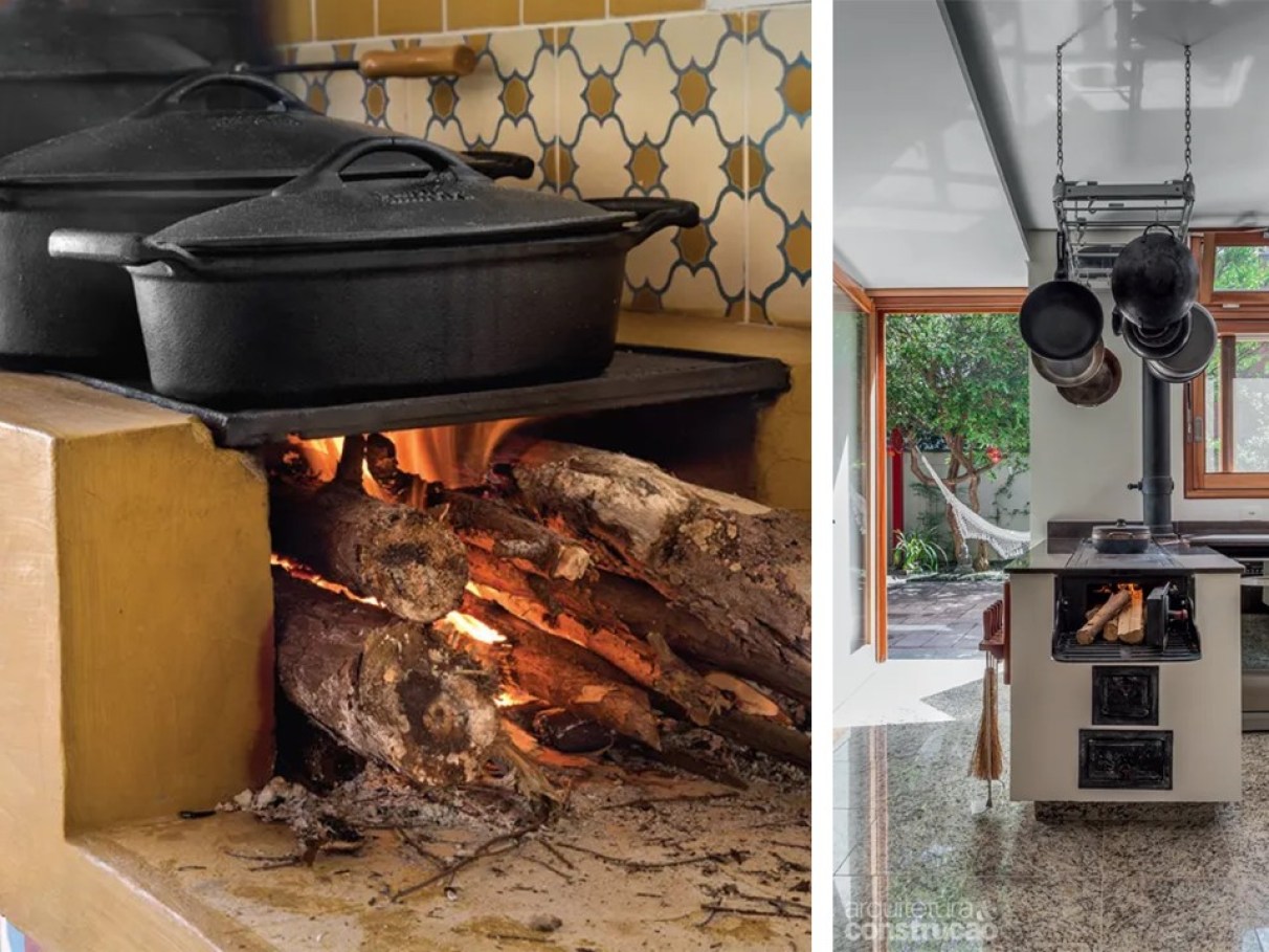 fogão a lenha com forno de pizza