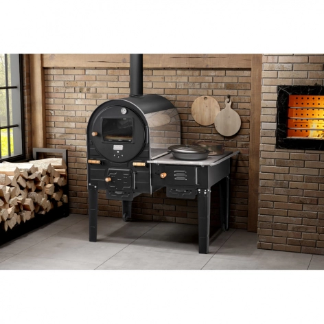 fogão a lenha com fogão industrial