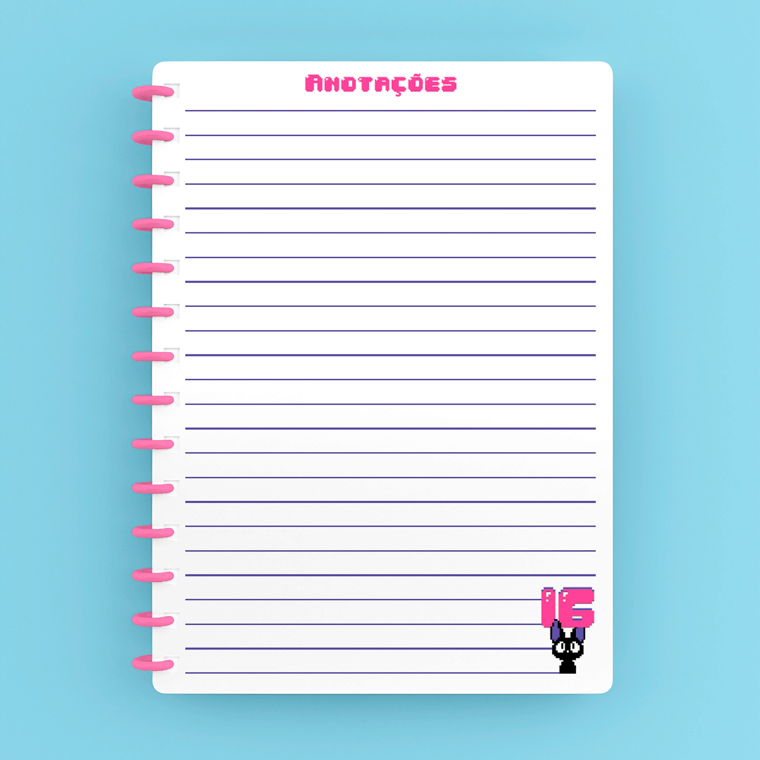 folha de caderno pontilhada