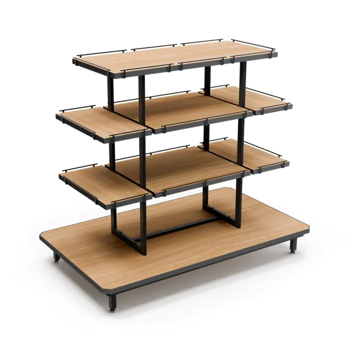 ideias de gôndolas de madeira para loja pequena