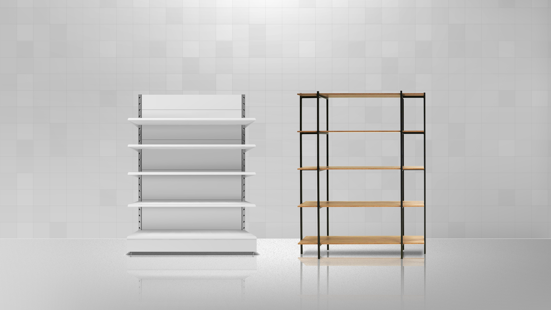 ideias de gôndolas de madeira para loja pequena