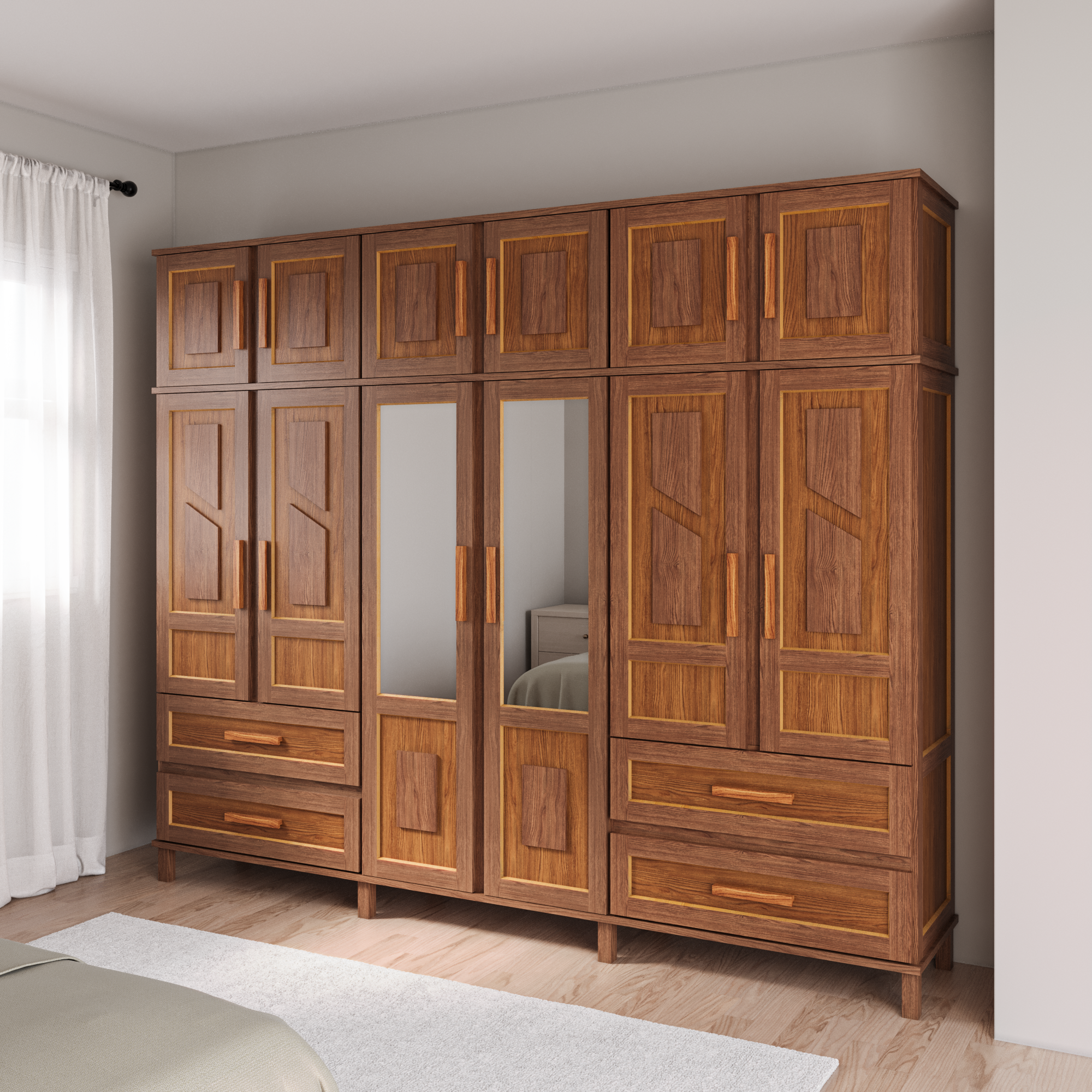 Guarda roupa de madeira maciça com portas de correr