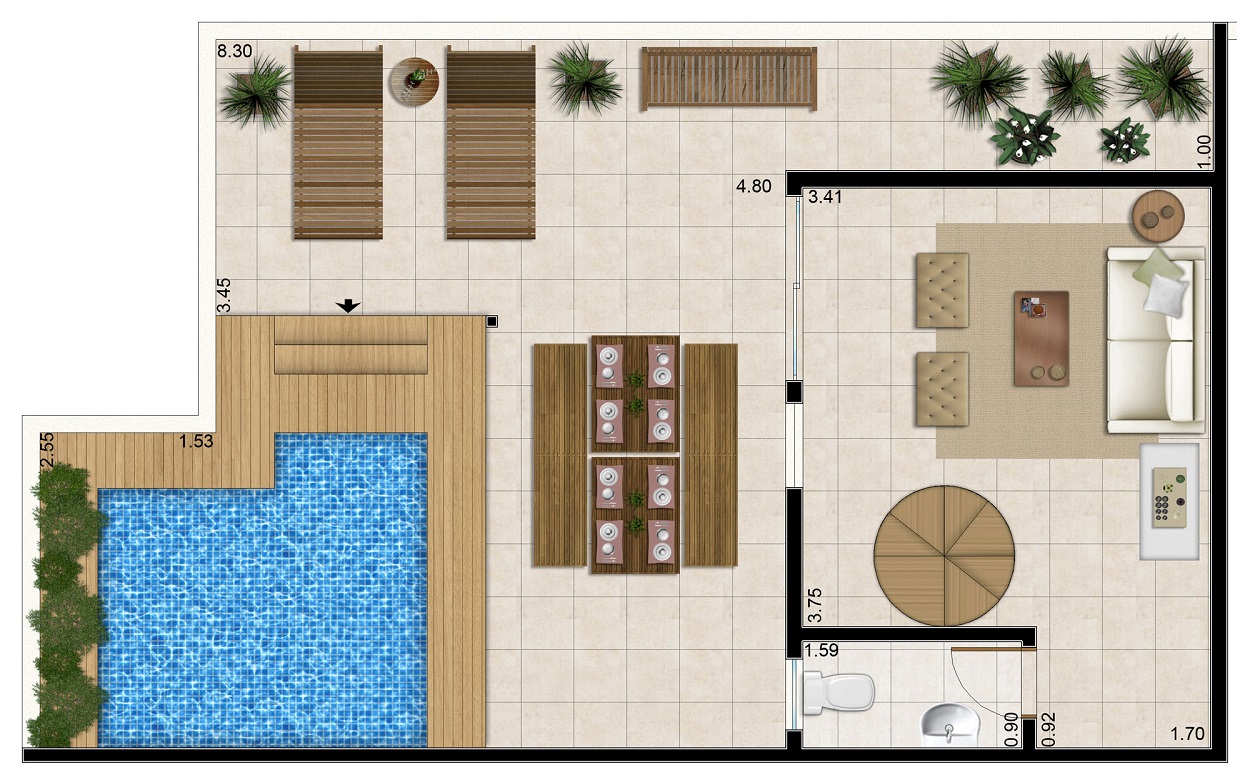 ideias de area de lazer com piscina pequena