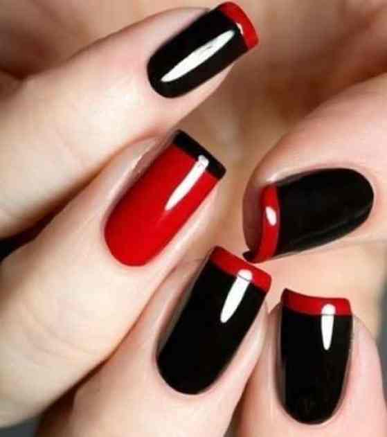 Inspirações de Nail Art Gótica e de Terror para Unhas Preto e Vermelho
