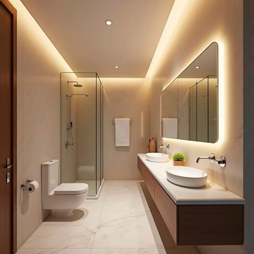 ideias de iluminação para bancada de banheiro pequena