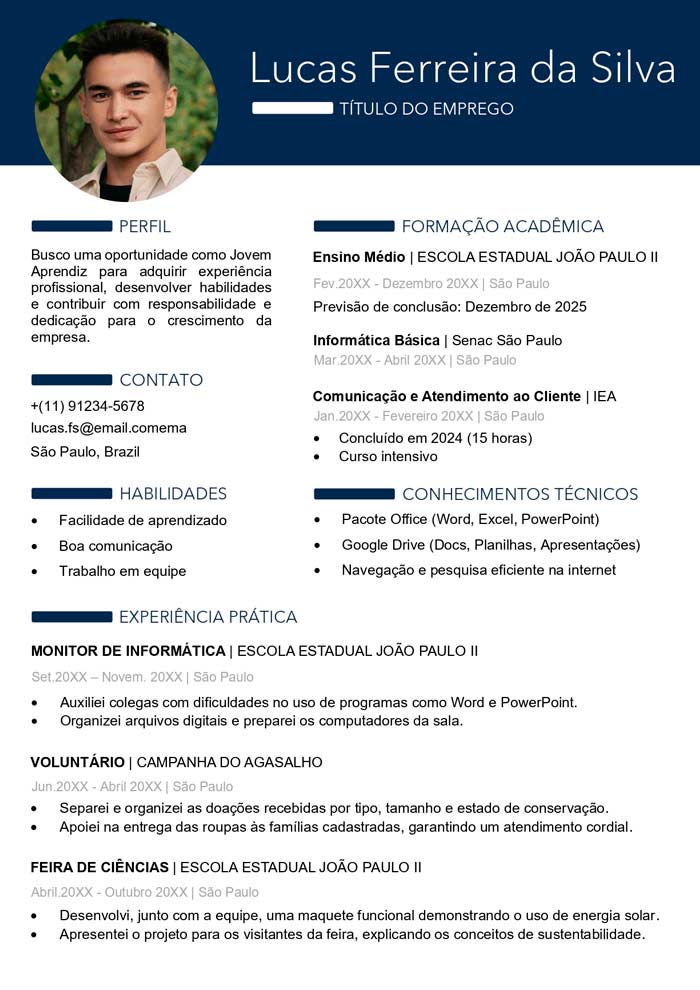 inscrição para jovem aprendiz