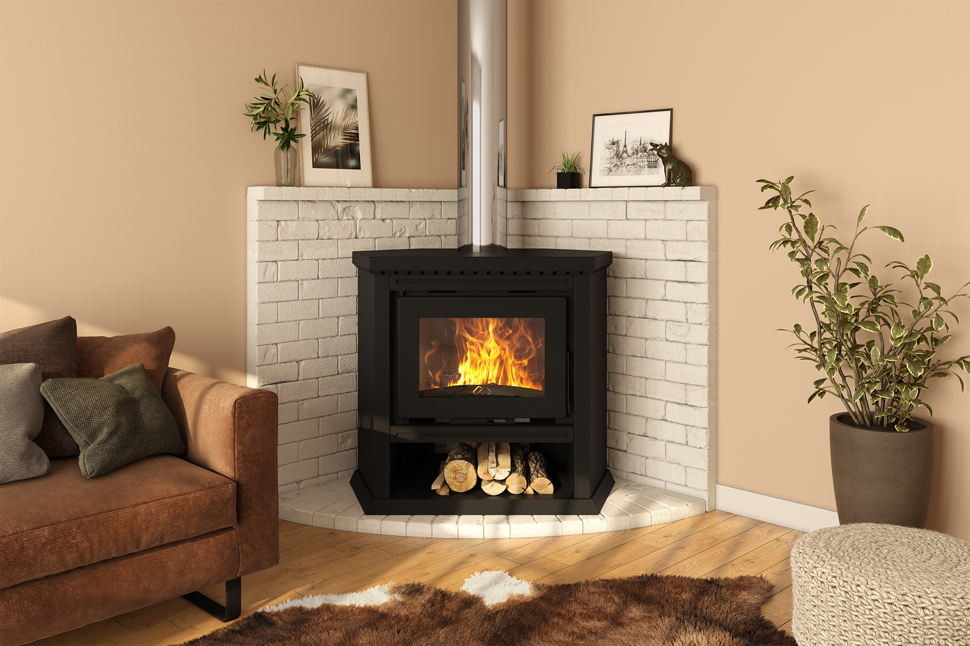 lareira de canto rústica