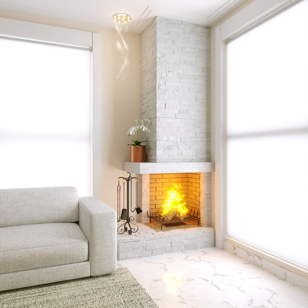 lareira de canto para apartamento