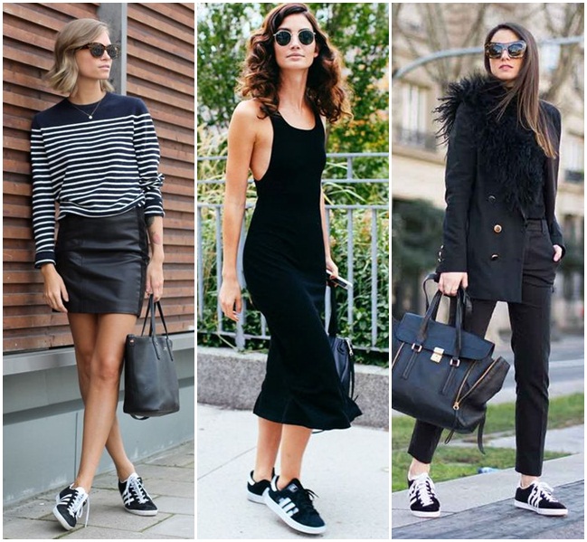 looks inspiradores com tênis preto feminino