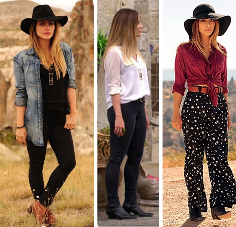 look country feminino com acessórios turquesa