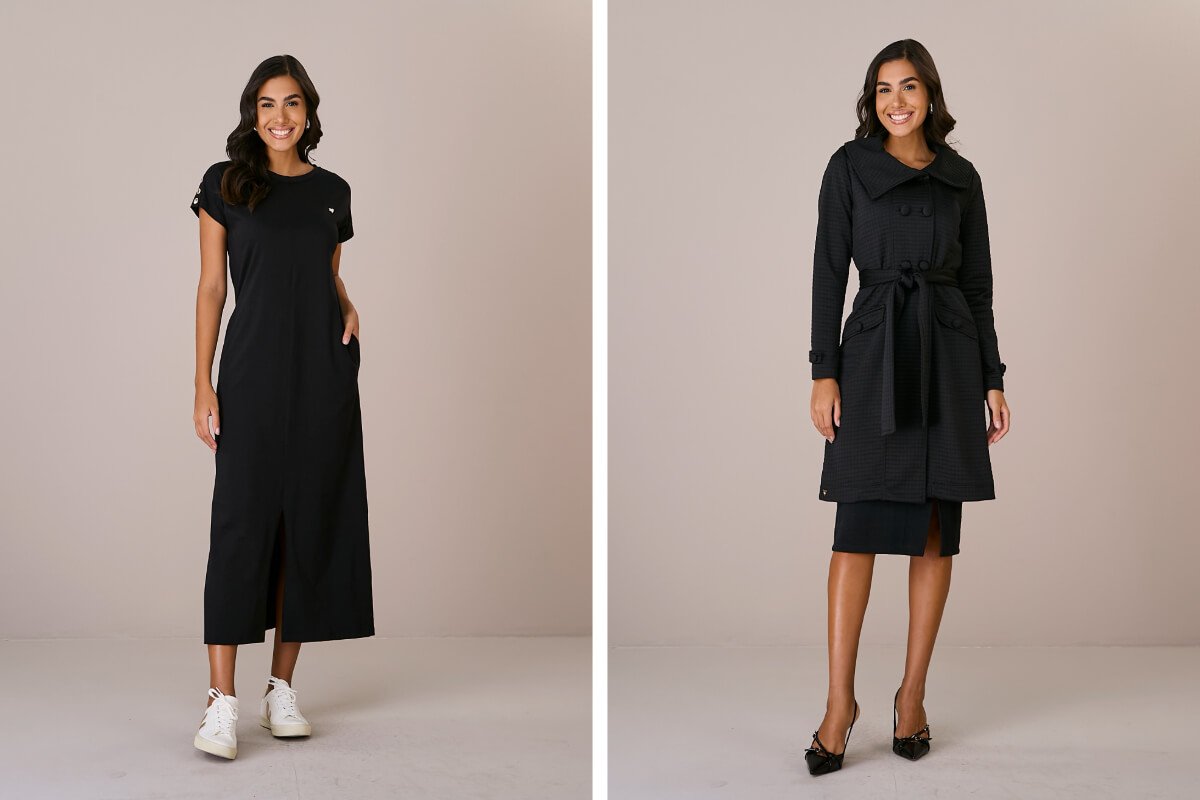 look preto vs look colorido