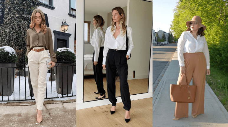 look social feminino com calça wide leg