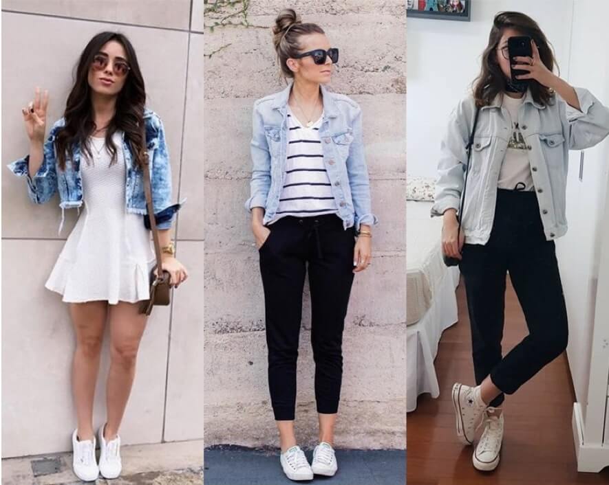 inspiração looks com jaqueta jeans clara
