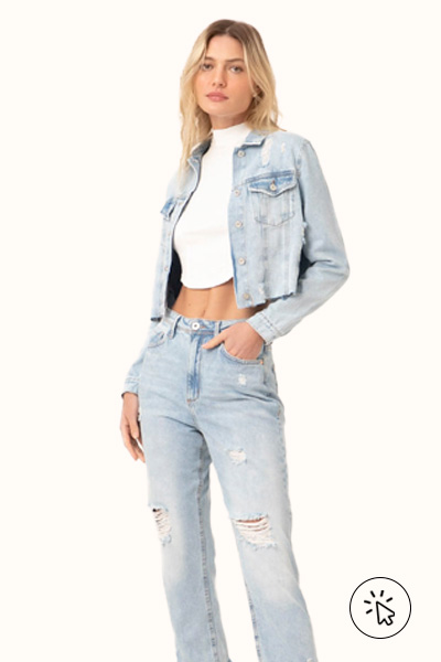 preço jaqueta jeans clara barata