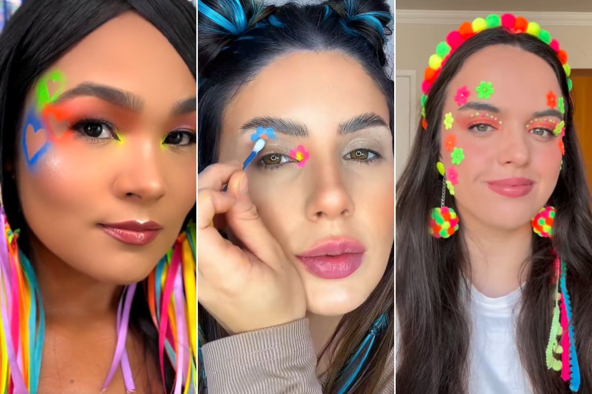 maquiagem carnaval colorida
