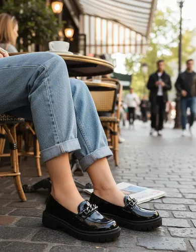 mocassim tratorado feminino com corrente